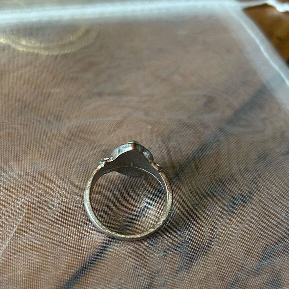 Vintage unmarked marquis and turquoise enamel cocktail Ring size 8 - Picture 3 of 5